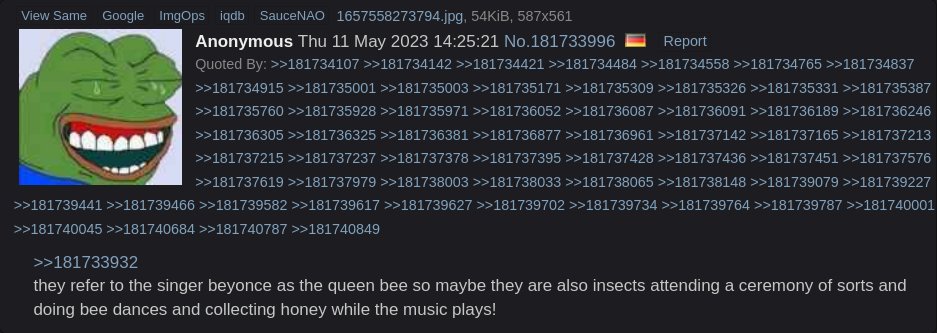 4chan and other imageboards like it has to have one of the funniest ways to visually convey a ratio, because this wouldn't be nearly as funny without the wall of ominous numbers looming over the text