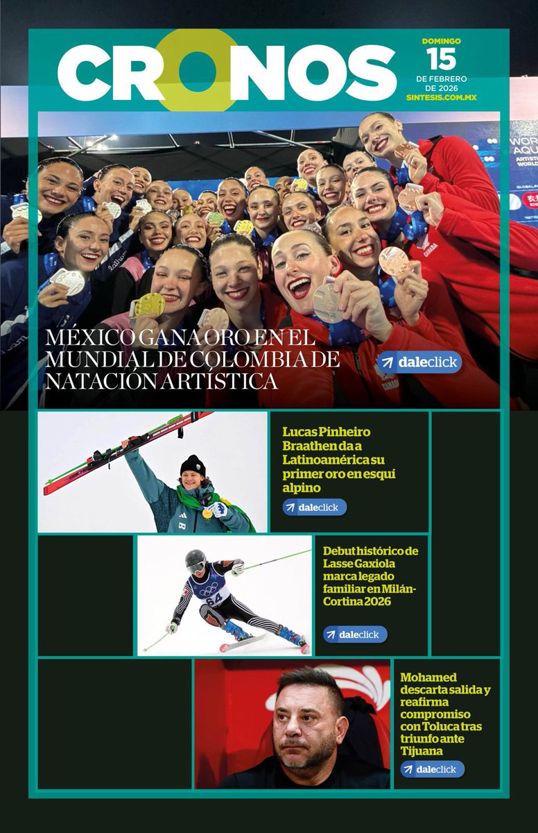 📰Hoy en las portadas:

🏫Propuesta de Sheinbaum para el bachillerato

🌪️CDMX, en contingencia por calidad del aire

💵Invertirán 40 mil mdd en centros migratorios

✨Maluma lanza tema con Yeison Jiménez

🏊‍♀️México, campeón en natación artística 

sintesisdigital.com.mx:8383/flipsint/15022…