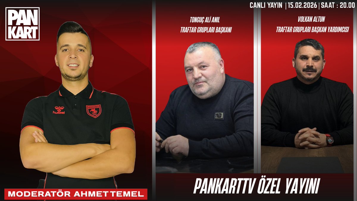 PANKART TV Özel Yayın bu akşam saat 20.00’de sizlerle.
Taraftar Grupları Başkanı Tonguç Ali Anıl ve
Taraftar Grupları Başkan Yardımcısı Volkan Altun ile birlikte çetin bir yayın sizleri bekliyor.
Konuşulmayanlar, gündemde olanlar…
Tamamen konu Samsunspor.
Bu akşam PANKART TV’de!