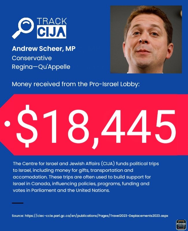 nomoralcover's tweet image. MP @AndrewScheer's principles are for sale. He took over $18,000 from the pro-Israel lobby, voted against a ceasefire in Gaza &amp;amp; promotes Israel's plan to defund @UNRWA.  #ForeignInterference #CanadaFirst?

🔎 @leaderpost @ctvregina @GlobalRegina @cbcfifth @globeandmail @CTVNews