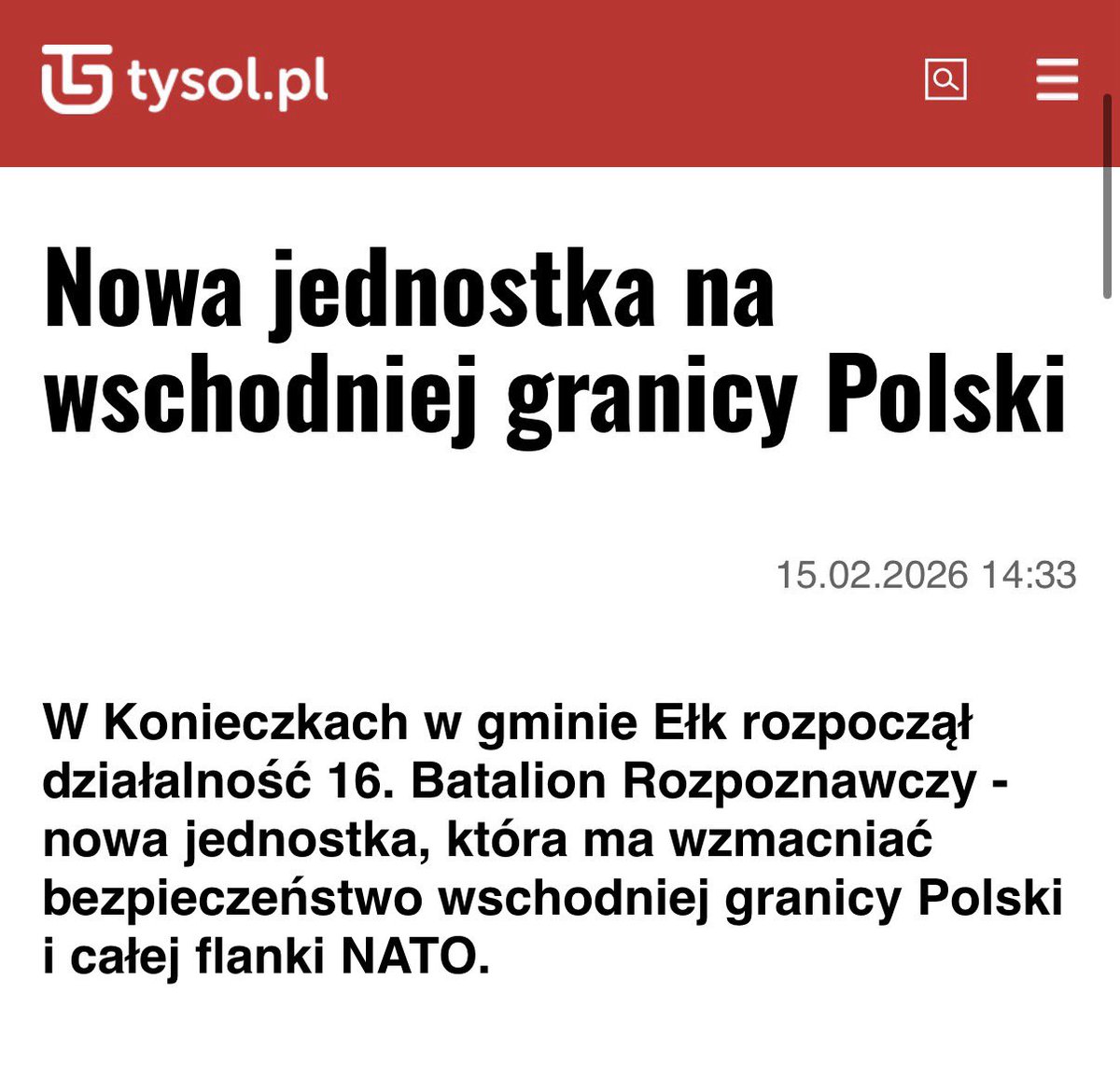 Bezpieczeństwo Polski zaczyna się na wschodzie.

Gdy podejmowałem decyzję o utworzeniu batalionu rozpoznawczego w Ełk, wiedziałem, że to inwestycja strategiczna – w ludzi, sprzęt i obecność Wojska Polskiego na Przesmyk Suwalski. To jeden z najbardziej newralgicznych punktów całej