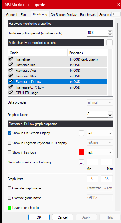 davidgburns's tweet photo. Next problem.
Why am I not getting 1% Low and 0.1% Low readings in #RTSS #RivaTuner ? I can enable them to display in OSD via #MSIAfterBurner but they don't show. I also get an extraneous "power" displayed. https://t.co/MImjV39JIk
