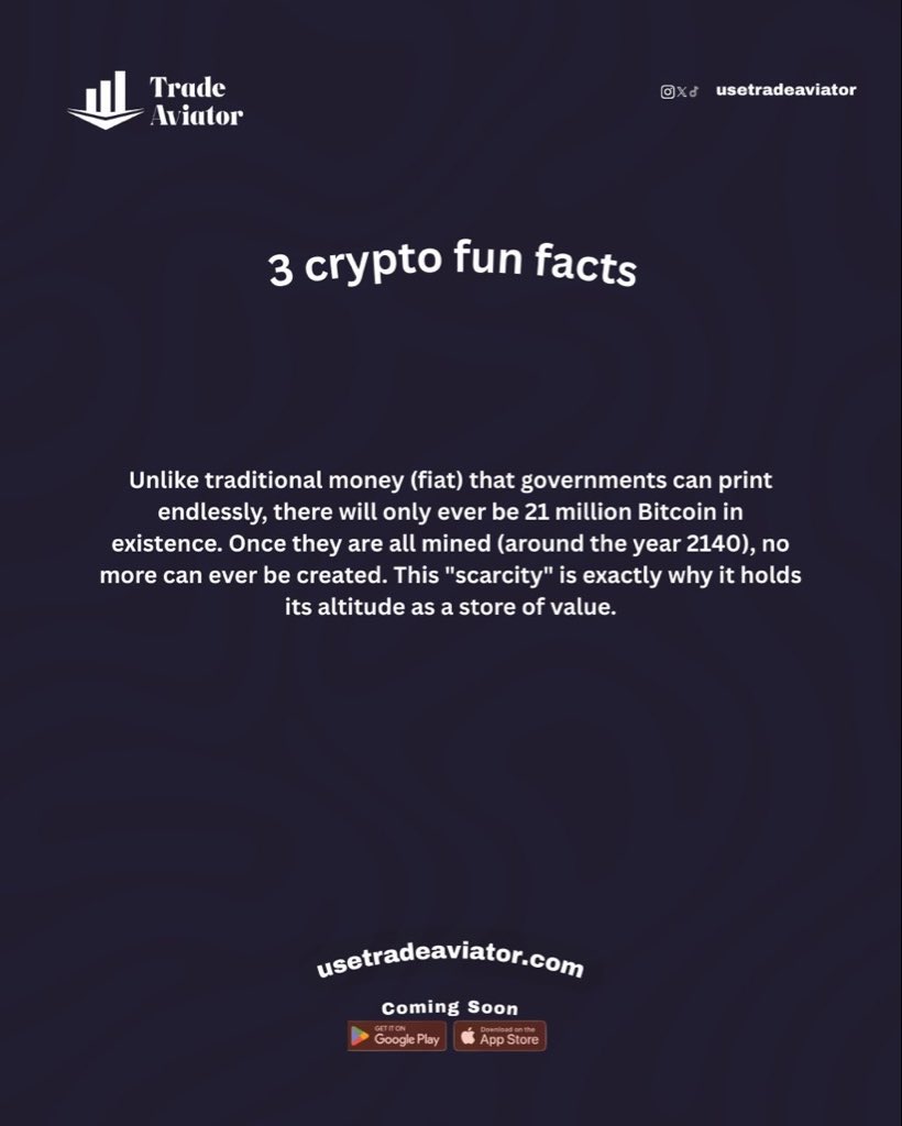 usetradeaviator's tweet photo. Did you know that the first ever Bitcoin transaction was for two pizzas? Crypto has come a long way since 2010, and TradeAviator is here to make sure you’re part of the future.

Tell us in the comments: What’s the weirdest crypto fact you know? 👇 https://t.co/Lb2owCl8Ji
