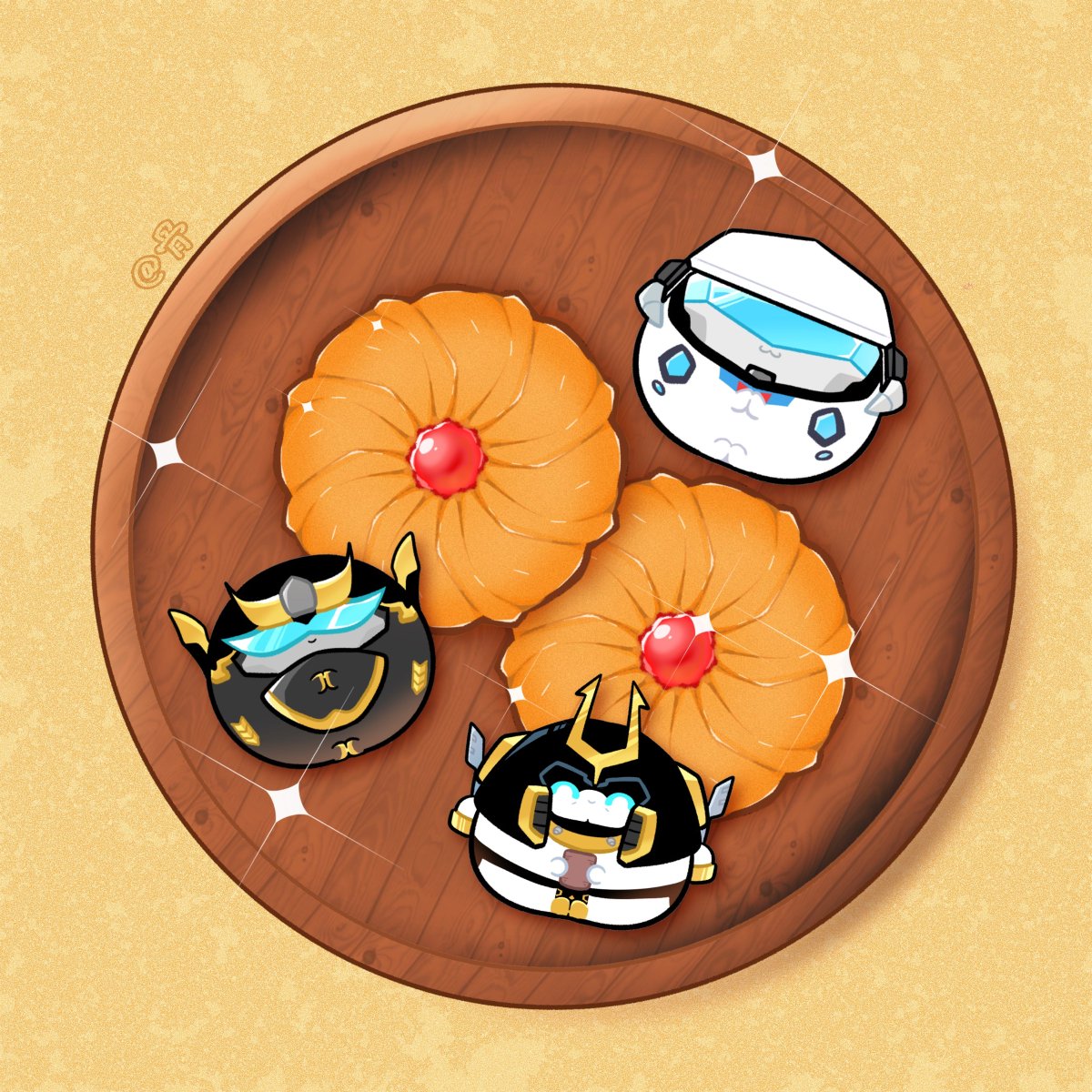 🍪电子忍者曲奇饼干谁吃
盘子是师傅赞助的
用来装弟子带来的时尚点心有些不搭，不是吗？