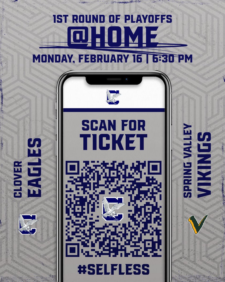 CloverGBBall's tweet image. We’re HOME tomorrow! Scan the QR code, grab your ticket, and pull up to pack the gym as your Lady Eagles take on Spring Valley Vikings at 6:30 PM! #Selfless #Ubuntu