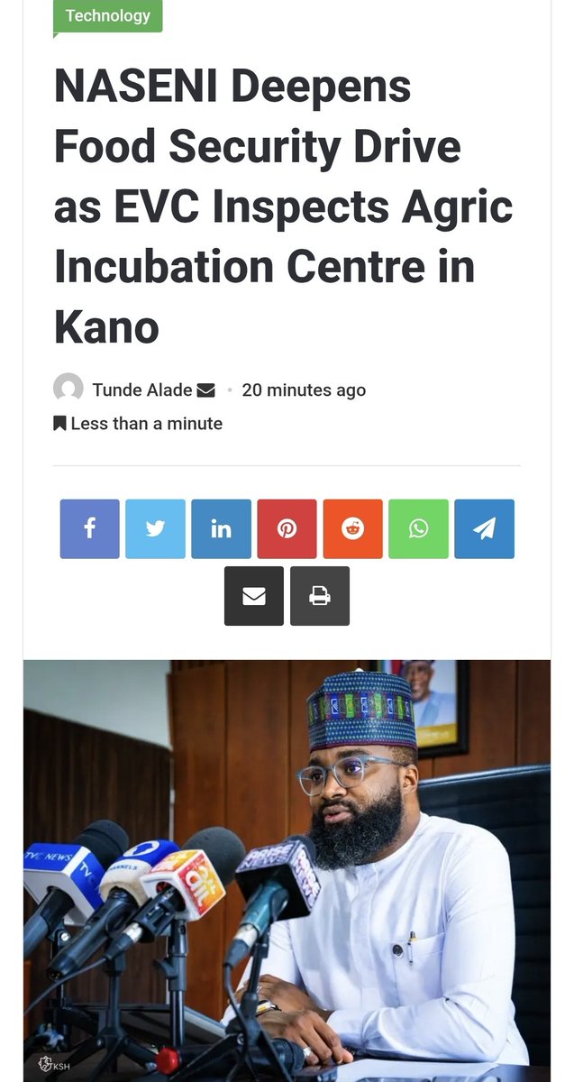 NASENI Deepens Food Security Drive as EVC Inspects Agric Incubation Centre in Kano

The visit underscores NASENI’s (<a href="/NASENIHQ/">NASENI</a>) deliberate investment in modern, technology-driven agriculture as a catalyst for productivity, youth empowerment, and economic resilience. Halilu noted