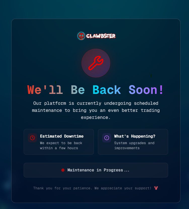 Dashboard down for a few hours. Shipping something exciting.

Back soon 🦞<a href="/Clawbstr/">Clawbster</a>