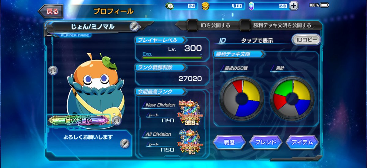 最近最終日いつも負けてるんだけど、運だけでいいから勝たせてくれ。1位争い普通に2、3シーズンに1回は絡んでるのにいつも最後に負けて、何もしてなかった人になってる。