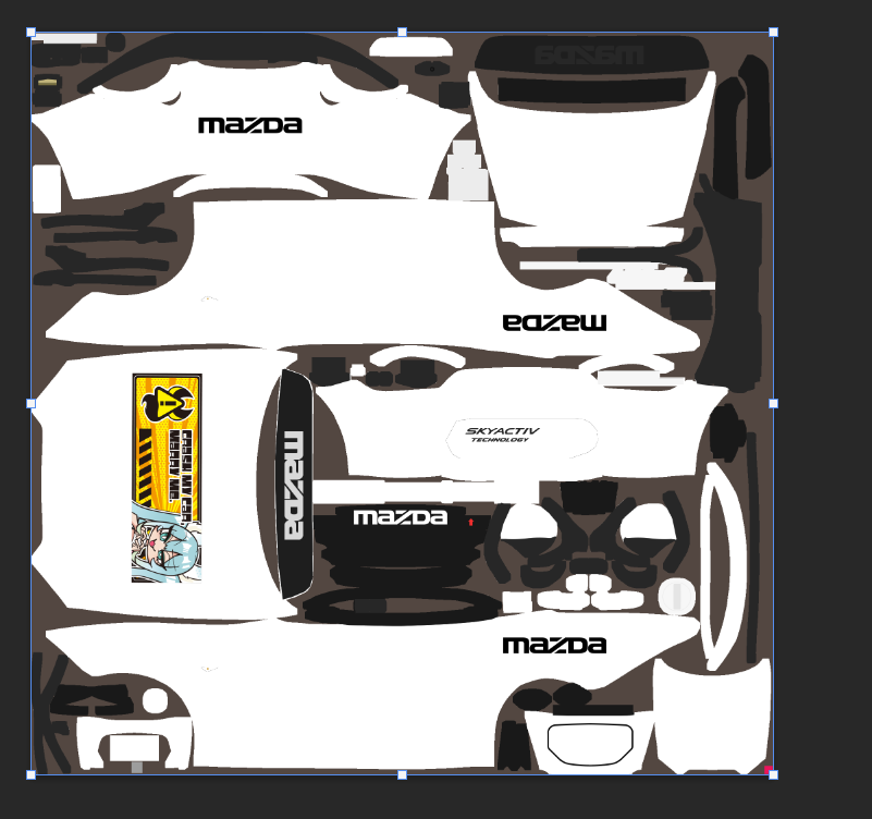 とりあえずiracingの展開図はどこにあるか分かった 真ん中にこのシール