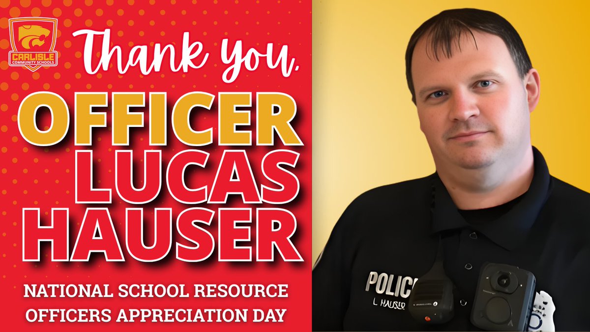 On National School Resource Officers Appreciation Day, we recognize Officer Lucas Hauser and the positive presence he brings to our schools. His engagement with students and staff helps strengthen our school community.

Thank you for all you do! 🙏