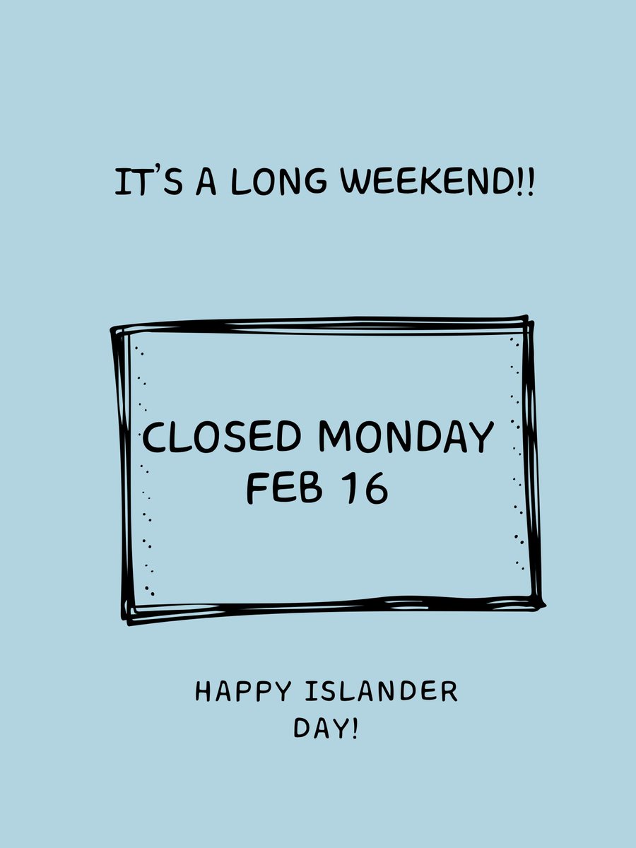 MR Seafoods will be closed Monday Feb 16th for Islander Day! #pei #islanderday