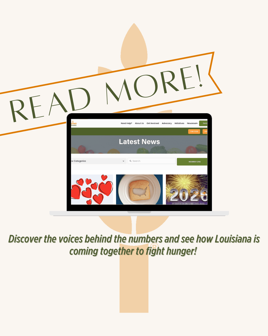 Feeding_LA's tweet photo. From the communities we serve to the volunteers, farmers, and partners who make it possible, our blog shares the people, programs, and policies driving change. 

Read more from the Feeding Louisiana Newsroom: https://t.co/dqQIjSqJXa https://t.co/Sv0sWJJWRo