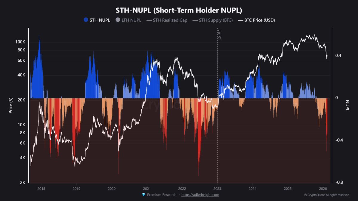 #Bitcoin Short-Term-Holder sind mit ihren Beständen massiv im Verlust und befinden sich in einer Phase der Verzweiflung 👀

HODL 👊