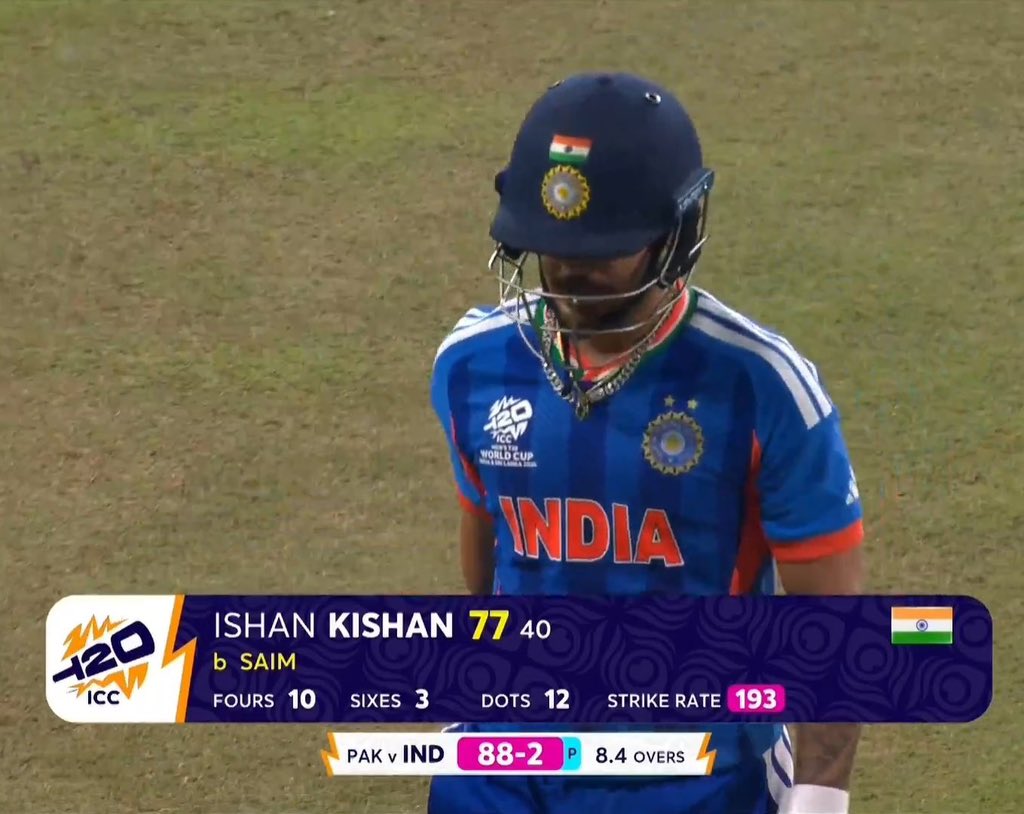 This is some innings... Ishan Kishan has scored 77 of India's 88 runs👌🤗🤗🤗🤗❤️🇮🇳🇮🇳
#IndvsPak2026 
#INDvPAK