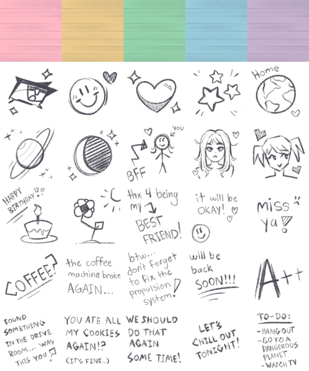 Some silly doodles I did for a sticky notes sprite sheet!

#gamedev #gamedevelopment