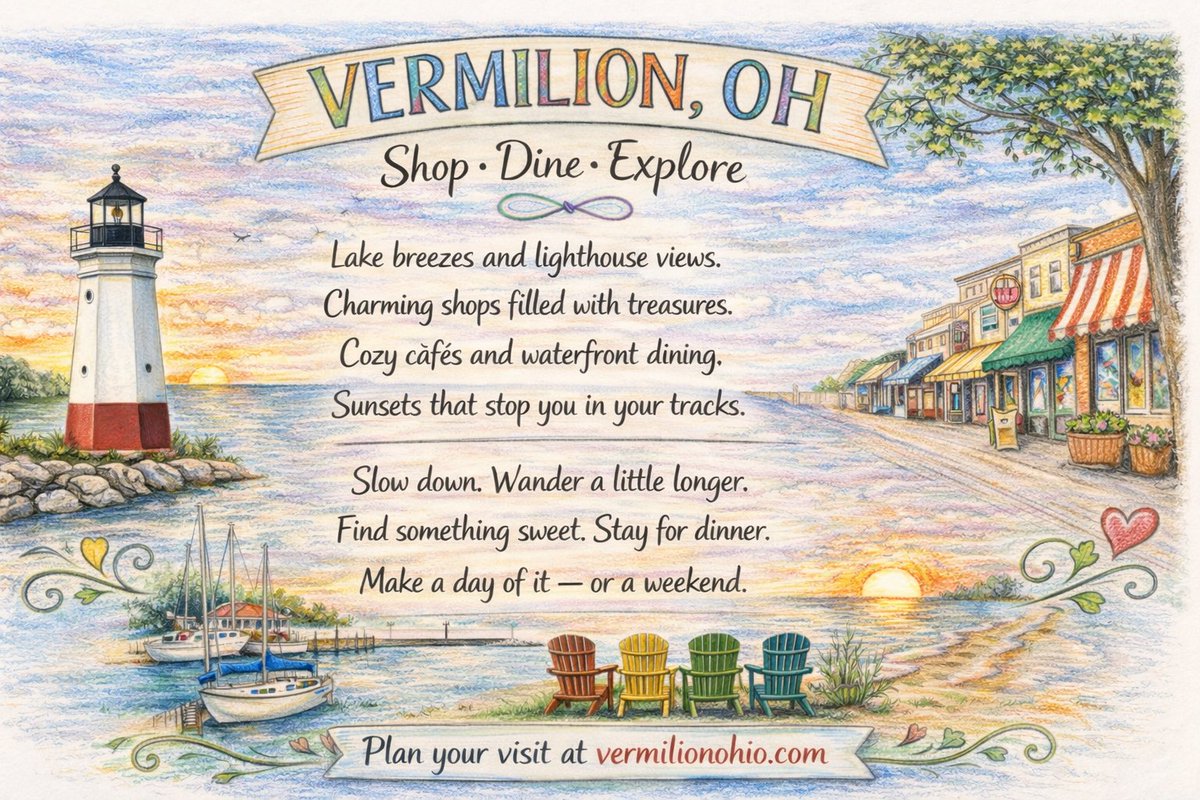 Lake breezes, local dining, charming shops, and sunsets that steal the show… there’s just something magical about Vermilion, OH. ⚓✨
Shop. Dine. Explore. Plan your visit at vermilionohio.com 💙