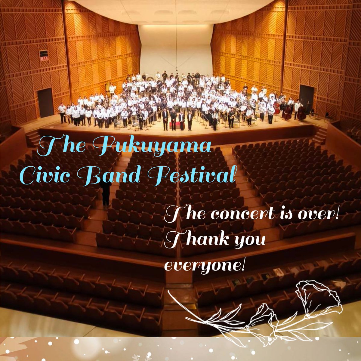 BingoWinds's tweet photo. 福山市民バンドフェスティバル！
ご来場ありがとうございました✨
#bingowinds #吹奏楽 #windorchestra #音楽 #福山市 #尾道市 #conductor #フルート #オーボエ #クラリネット #サックス #トランペット #ホルン #トロンボーン #ユーフォニアム #チューバ #パーカッション  #演奏会 #photo https://t.co/iKLv3wufzZ