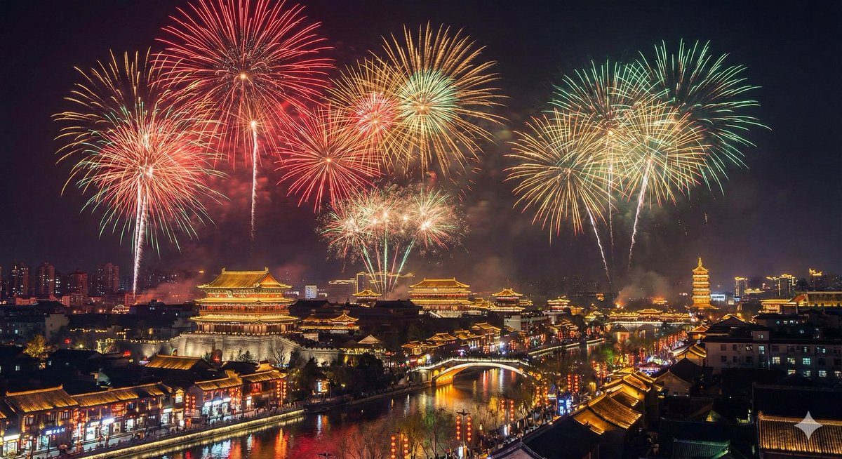 zhangnuannuan1's tweet image. Lighting up the night sky to scare away evil spirits and welcome a prosperous new year! The fireworks are a spectacular and essential part of the celebrations. 🎆 #Fireworks #NewYearEve #ChineseNewYear #Celebration