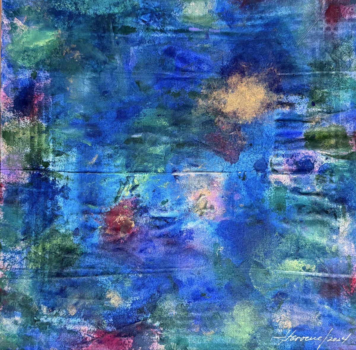 Horocue. Estanque en un pañuelo. 2025. Acrílico sobre tela.