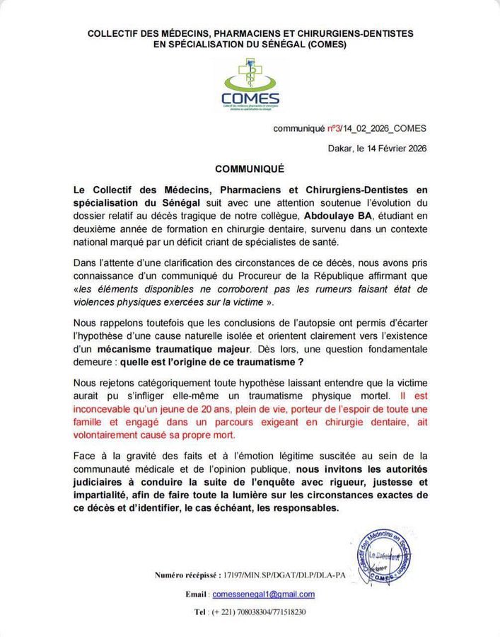 COMMUNIQUÉ DU COMES‼️
Enfaite,Ce gouvernement n'a aucune crédibilité.
Et je vous dis,ils ont tenu 3 étudiants responsables de la destruction de 500 millions,alors ils sont capables de faire endosser le fardeau aux étudiants sous prétexte que Ce sont eux qui l'ont tabassé à mort.
