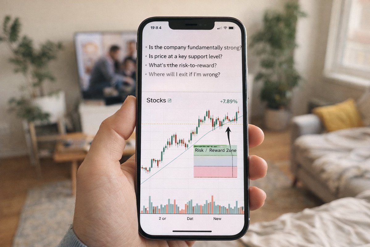 SmokeOfLanguage's tweet image. 📌 TODAY’S POST (Stocks Focus)

Most people buy stocks based on news.
Smart investors buy based on structure.

Before buying any stock, ask:

• Is the company fundamentally strong?
• Is price at a key support level?
• What’s the risk-to-reward?
• Where will I exit if I’m