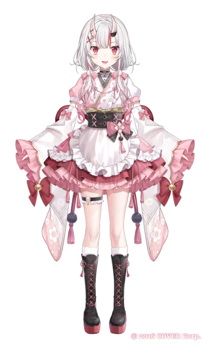 ホロライブ所属、百鬼あやめさんの和風メイド衣装を お仕立てさせていただきました˖ ࣪⊹ 動くとよりスカートのふわふわ感が増してとてもかわ余いです.ᐟ #百鬼あやめ新衣装