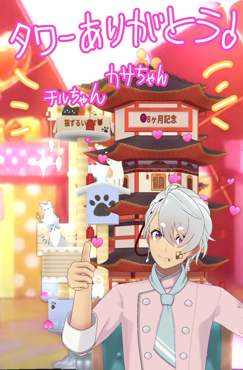 カサちゃ8ヶ月のお祝いもありがとう✨ チルちゃんはニャンコタワー