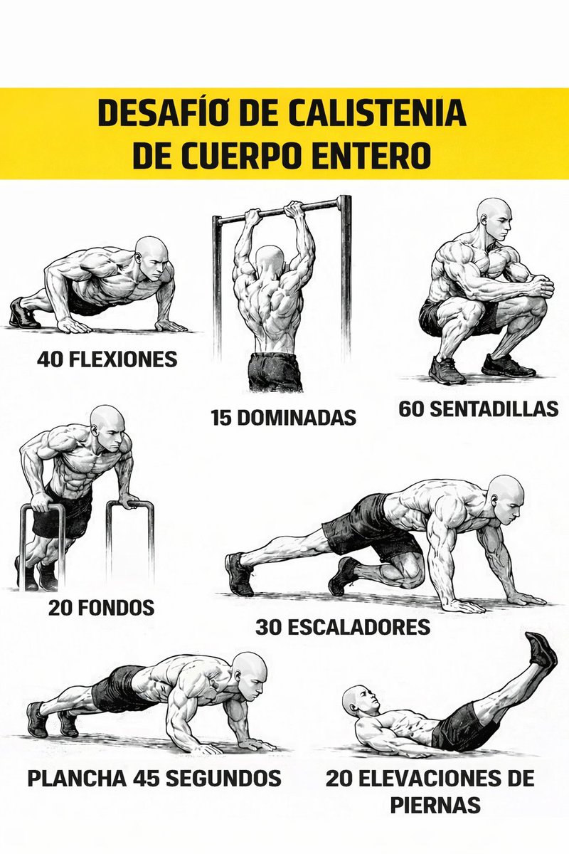 Hay dos tipos de personas.

Los que entrenan cuando tienen ganas.
Y los que entrenan porque dijeron que lo harían.
Un full body de calistenia no es solo físico.
Es carácter.

Cada flexión es disciplina.
Cada dominada es enfoque.
Cada plancha es silencio mental.
No necesitas más