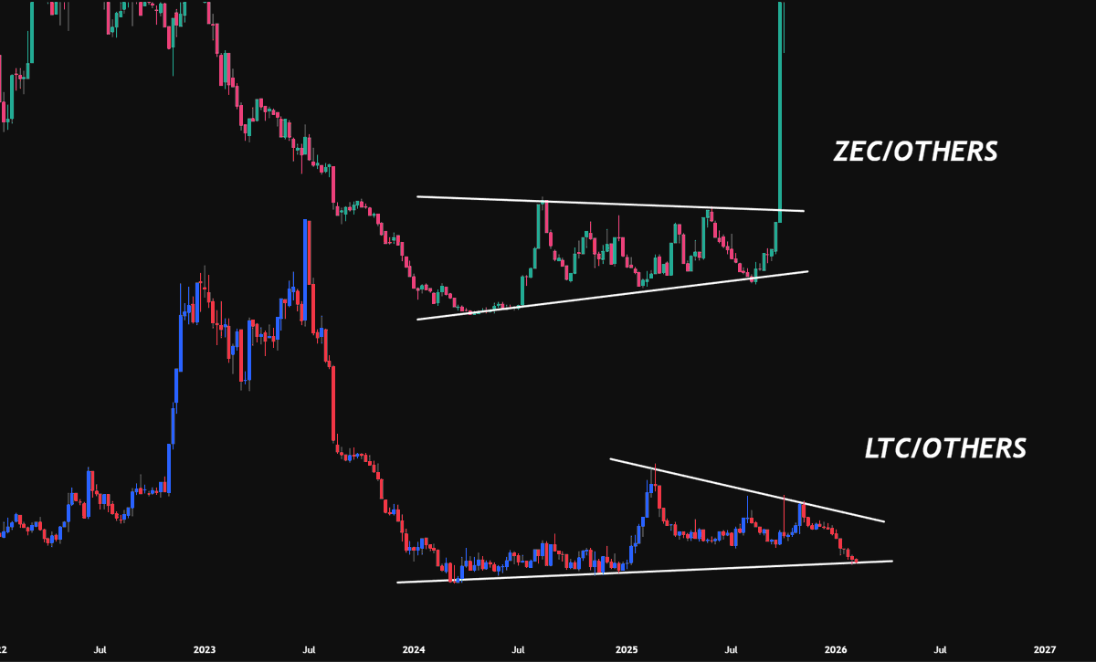 Minimilian84's tweet photo. LTC/OTHERS vs. ZEC/OTHERS 👀

$LTC $ZEC https://t.co/nH3Jdvpq3A