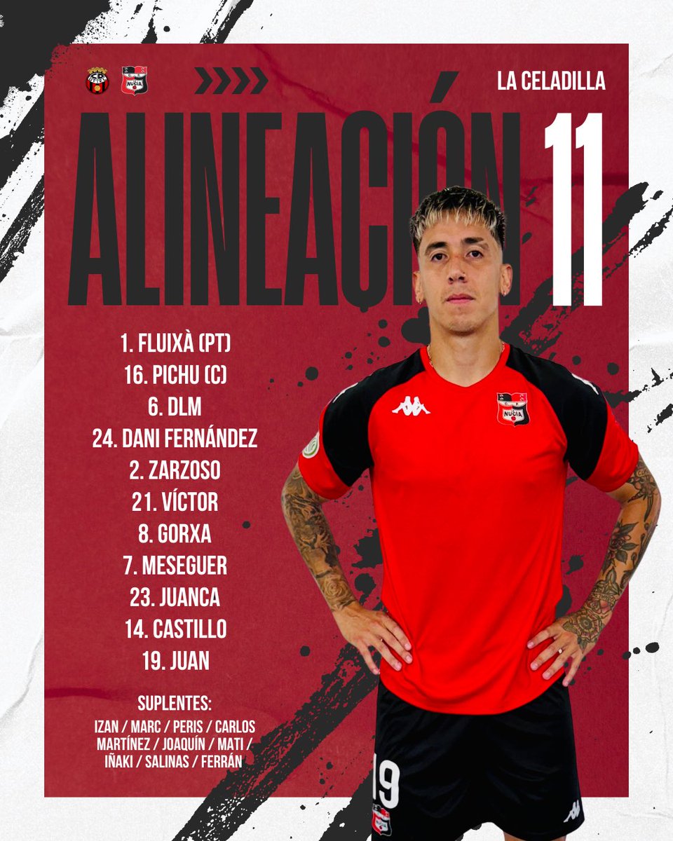 🔴🅒🅕🅛🅝🔴

𝗔𝗟𝗜𝗡𝗘𝗔𝗖𝗜Ó𝗡 | Aquí tenemos nuestro 1️⃣1️⃣ de hoy. 👥

🆚 CD Utiel 

#JuguemosAlRojo ♥️ 

#ADNucía 🧬 
#LaNucíaCiudadDelDeporte