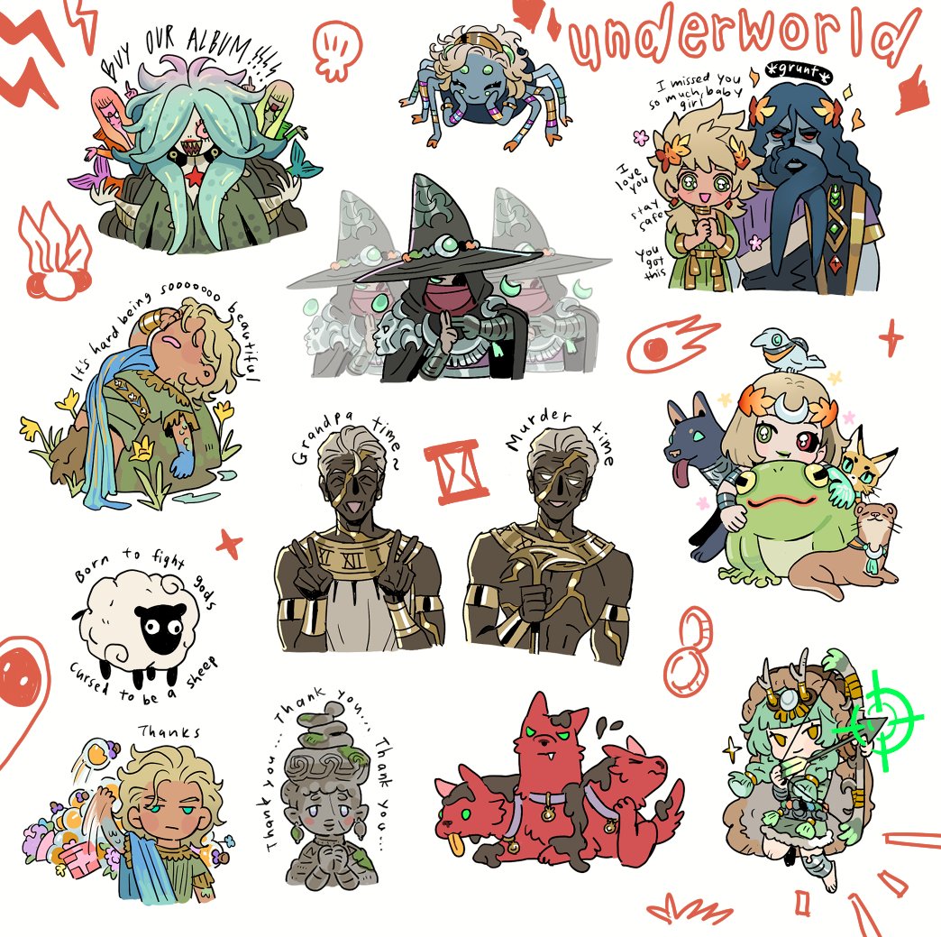 bunnyclvb's tweet image. made some hades2 stickers hehe (spoilers if u havent finished the main story!!) might do the rest of the gods too... maybe....