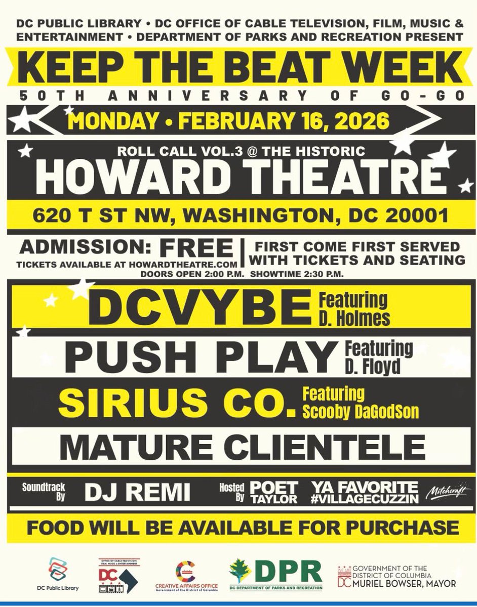 It's Keep the Beat Week in DC—and this year, we're also celebrating the 50th anniversary of Go-Go. 🪘🎶
‌
In DC, we're keeping the beat alive—and we're coming together to celebrate at Howard Theatre. More info: