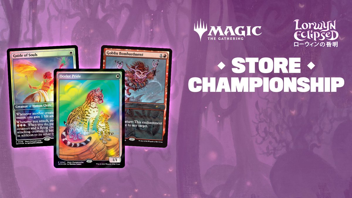 ストアチャンピオンシップ「ローウィンの昏明」  
MTG Store Championship ECL

フォーマット：Standard  
大会形式：スイス4回戦（BO3）決勝ラウンドなし  
ルール適用度：一般  
日程：2026年2月21日（土）  
開始時間：18:00  
会場：GameスペースFushimiBooks 店舗  
最大人数：16人