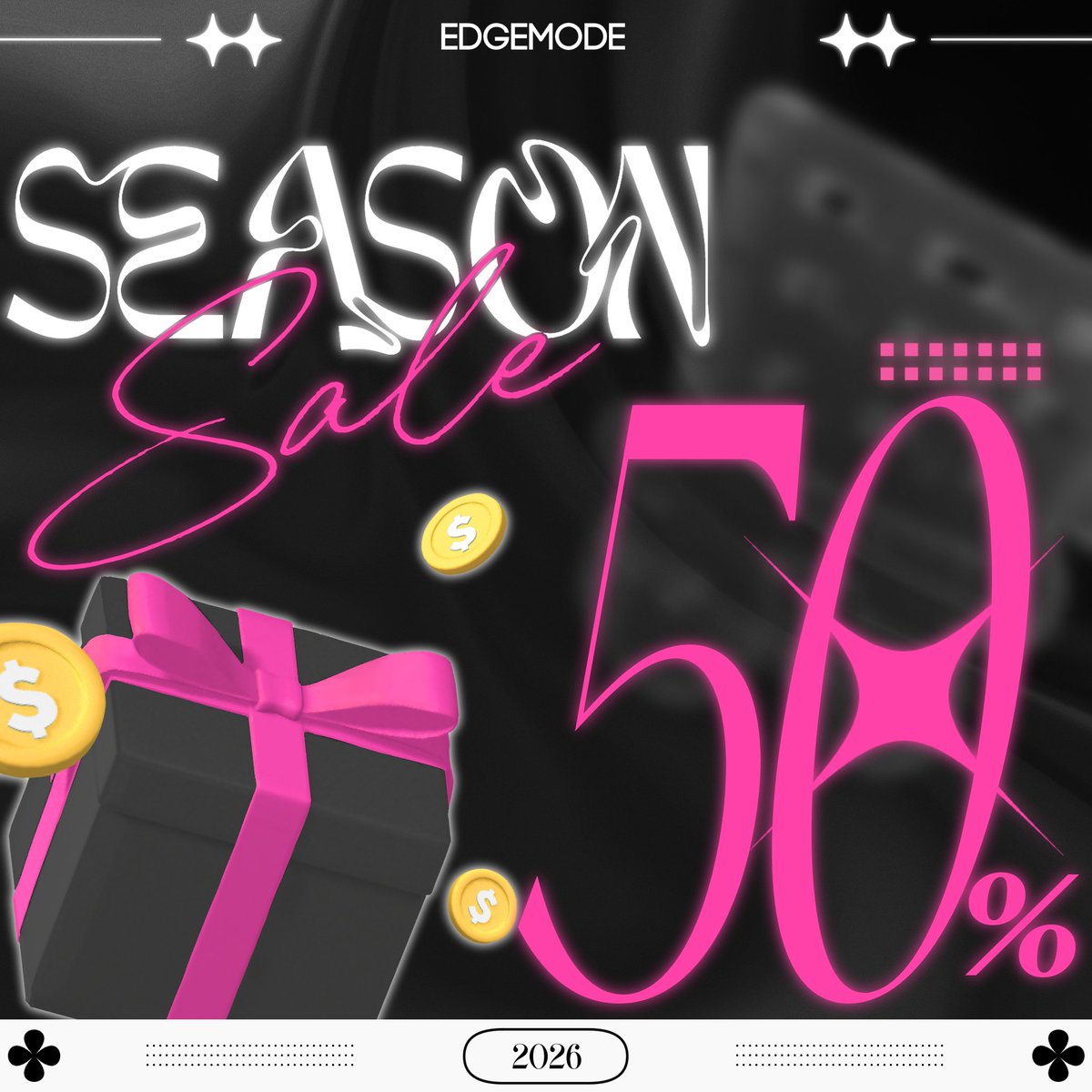 🎉【Edge Mode 新年50％OFFセール＆RTキャンペーン開催中】🎉

RTしてくださった方の中から抽選で 5名様 に
お好きな衣装の【フルパック】をプレゼント🎁✨

Edge Modeのビッグセールがついにスタート！
全商品50％OFFの新年スペシャルセールです🖤
この期間限定チャンスをお見逃しなく💫

📅