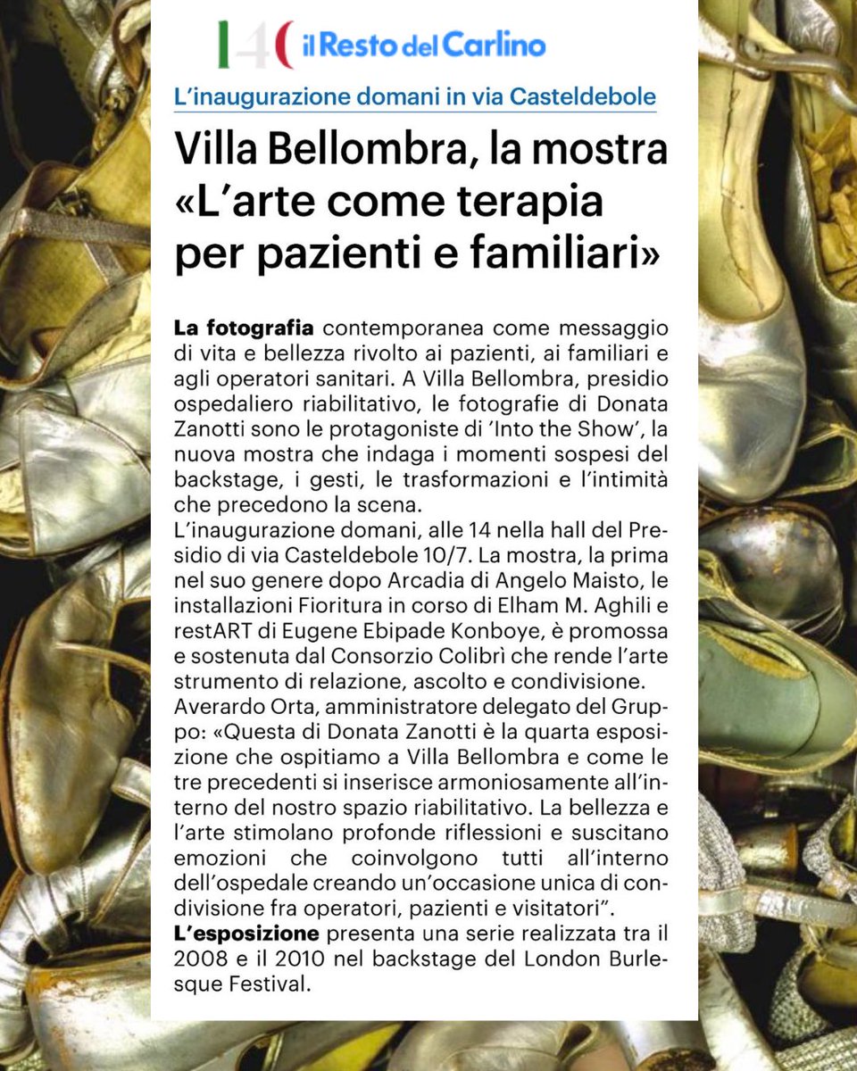 "L'arte come #terapia per pazienti e familiari". Domani a Villa Bellombra si inaugura la mostra fotografica di <a href="/DonataZanotti/">Donata Zanotti</a> 
#mostra #benessere #ospedale