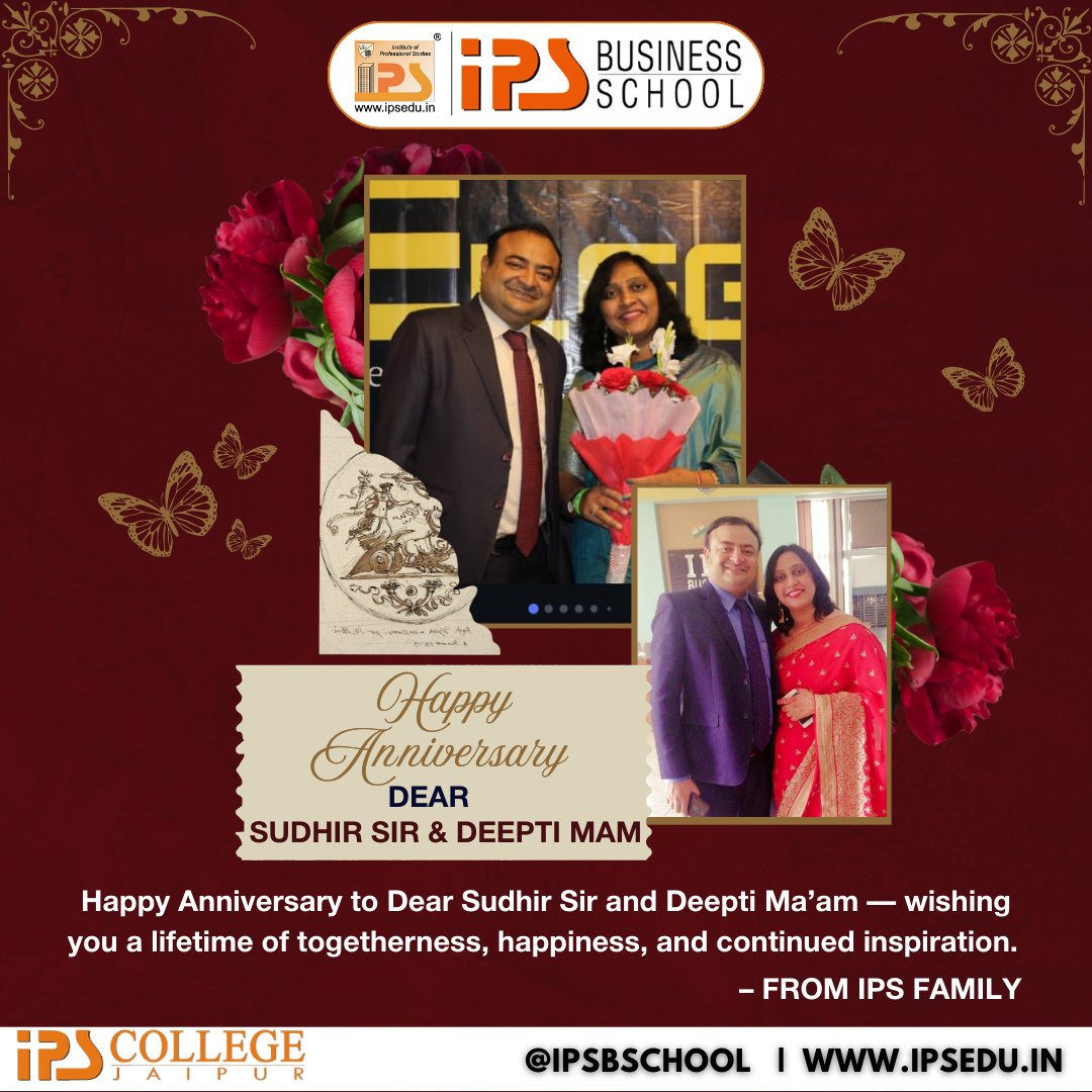 ipsjaipur's tweet image. Happy Anniversary to Sudhir Sir and Deepti Ma’am — wishing you both a lifetime filled with love, happiness, and beautiful memories. 💐

#HappyAnniversary #IPSPride #TogetherForever