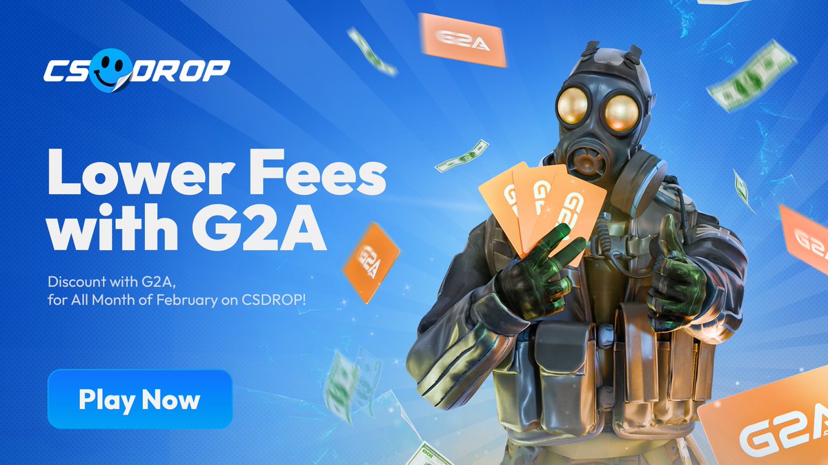 💸 February just got cheaper on CSDROP!

Alongside reduced Kinguin fees all month long, G2A fees are also lowered on your deposits! 🔥

Enjoy better rates throughout February on your card deposits! 💳

RT + Like for a chance to WIN $50💙