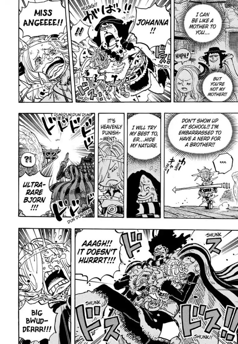 What a beautiful moment, they were not going to let the kids have scary and lonely deaths. This is the fruit of Harald’s work, a generation of loving and caring giants.

#ONEPIECE1174