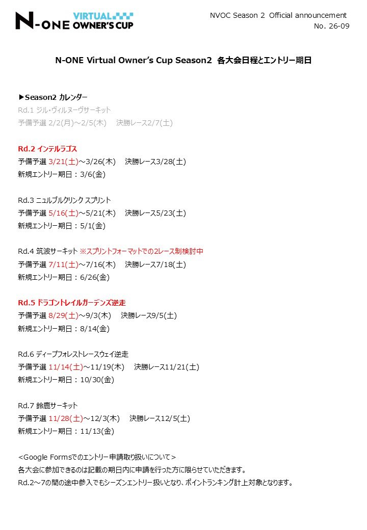 N-ONE Virtual Owner's Cup tweet media