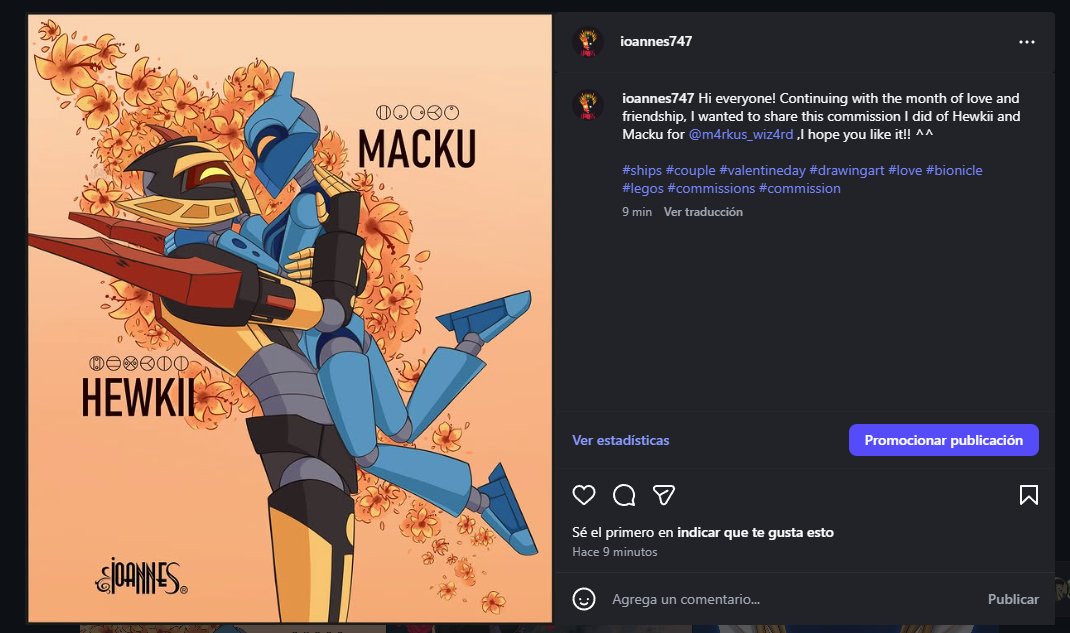 Hi everyone! Continuing with the month of love and friendship, I wanted to share this commission I did of Hewkii and Macku for @m4rkus_wiz4rd ,I hope you like it!! ^^

You can see the full drawing on my other social media accounts ^^

#bionicle #ValentinesDay #couple #ship #love