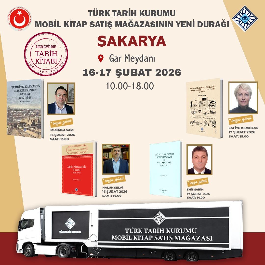 Mobil kitap satış mağazamız yayınlarımızı ve yazarlarımızı okurlarımızla buluşturmaya devam ediyor.
 
Mobil mağazamızın yeni durağı #Sakarya! 
Tüm okurlarımızı 16-17 Şubat tarihlerinde Gar Meydanı’nda olacak mobil mağazamıza bekleriz. 
#TTKyayınları
#HerEveBirTarihKitabı
