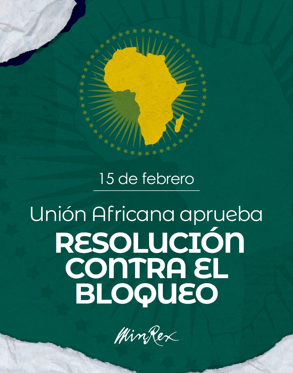 Por decimoséptima ocasión consecutiva, la Asamblea de Jefes de Estado y de Gobierno de la Unión Africana aprobó una resolución que condena el bloqueo económico impuesto por EEUU 🆚 #Cuba, que durante más de seis décadas ha afectado al pueblo cubano.

🔗: cubaminrex.cu/es/la-union-af…