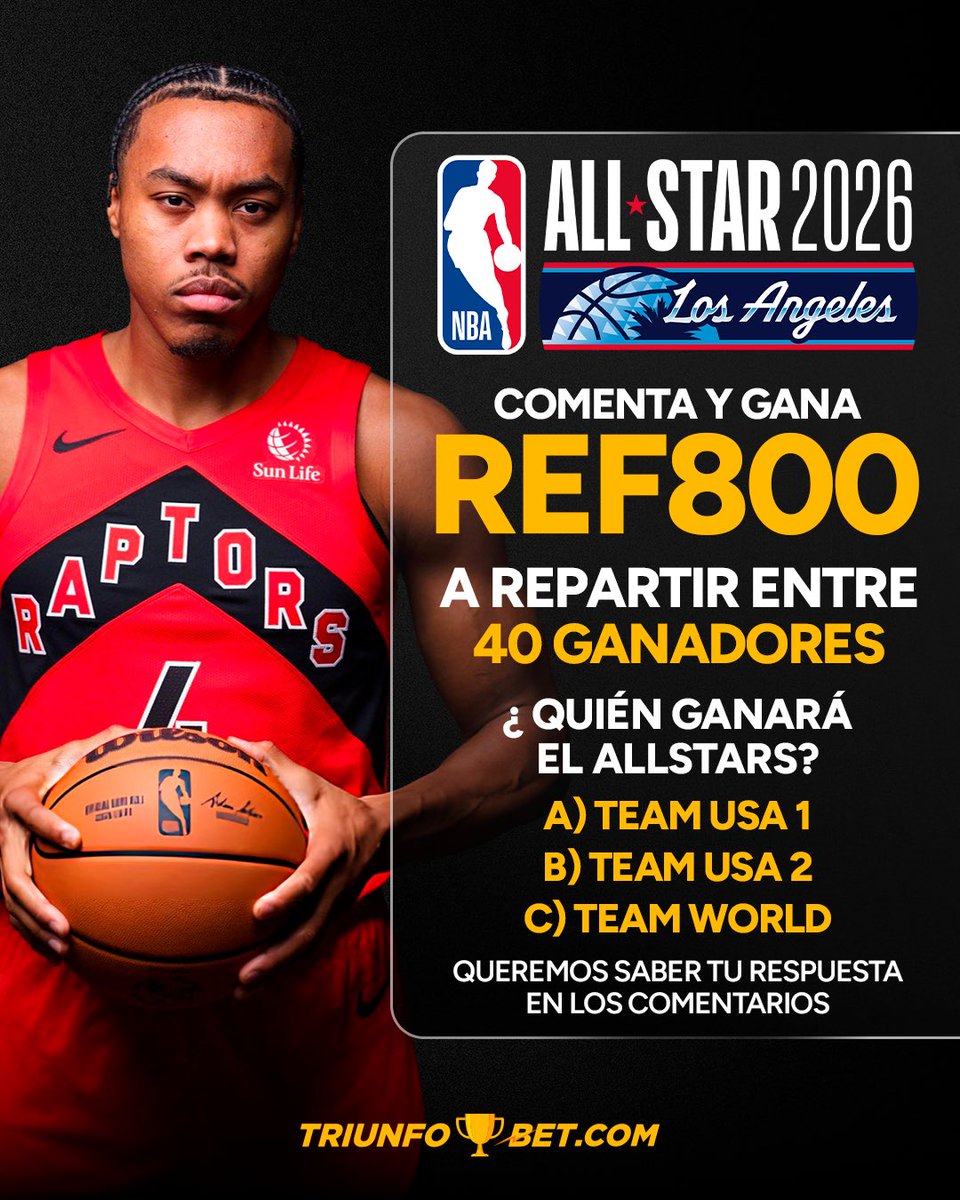 COMENTA Y TRIUNFA ALL STARS GAME🔥

Tío Triunfo te trae una dinámica especial para este juego:
¿Qué debes hacer?

 Ser usuario activo en las redes de TriunfoBet 📲

Comentar quién gana el AllStars + tu nombre de usuario de TB 📷

Tienes chance de participar solo hasta que inicie