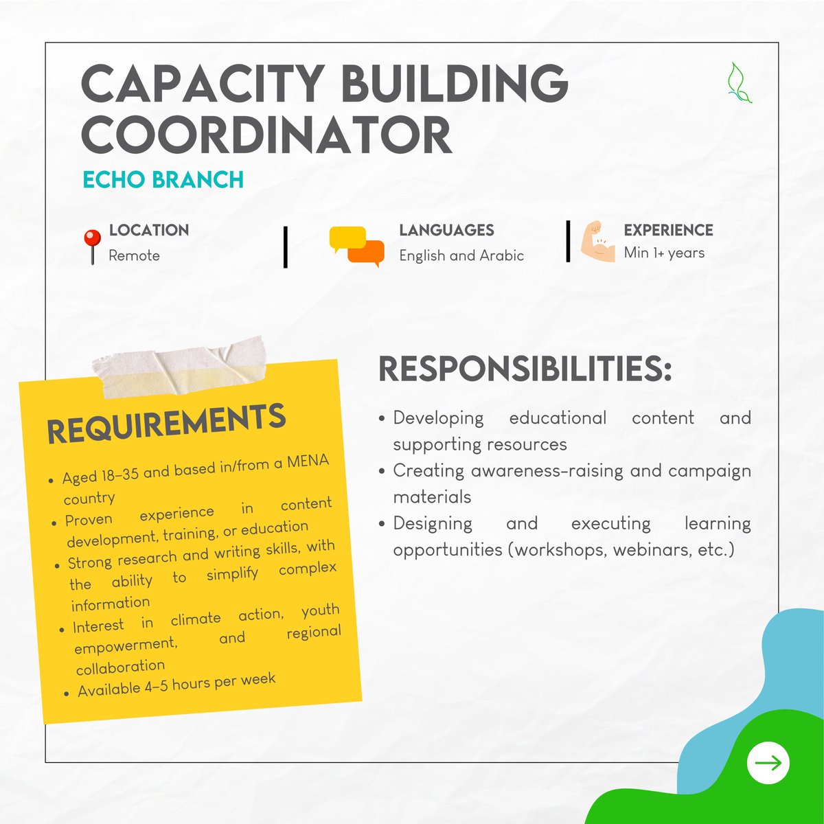 MENAYouthNet's tweet photo. 📢 VOLUNTEER WITH US!

🚪 We’re opening our doors to young people ready to shape a resilient and connected MENA region. Join one of our three branches:

🔹 ECHO: Youth representation &amp; decision-making

🔹 THE HUB: Regional collaboration

🔹 SPARK: Content creation &amp; narrative https://t.co/2HOezGnBWe