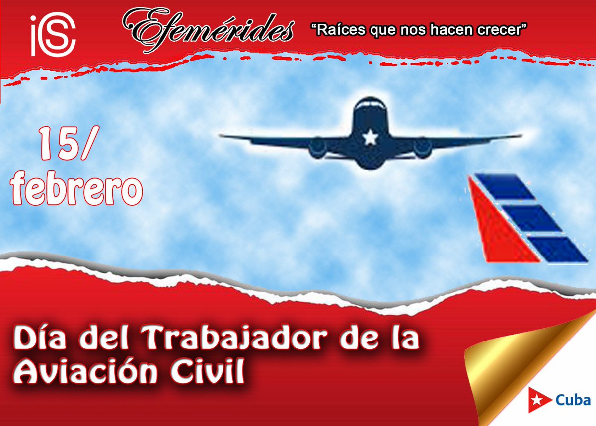 💐Saludamos hoy el día del trabajador de la aviación civil cubana, un sector muy profesional y comprometido con la labor que realizan, pero también uno de los  severamente afectados por  al recrudecimiento del genocida bloqueo impuesto por el gobierno de EEUU 
#CubaEstáFirme ✊🇨🇺