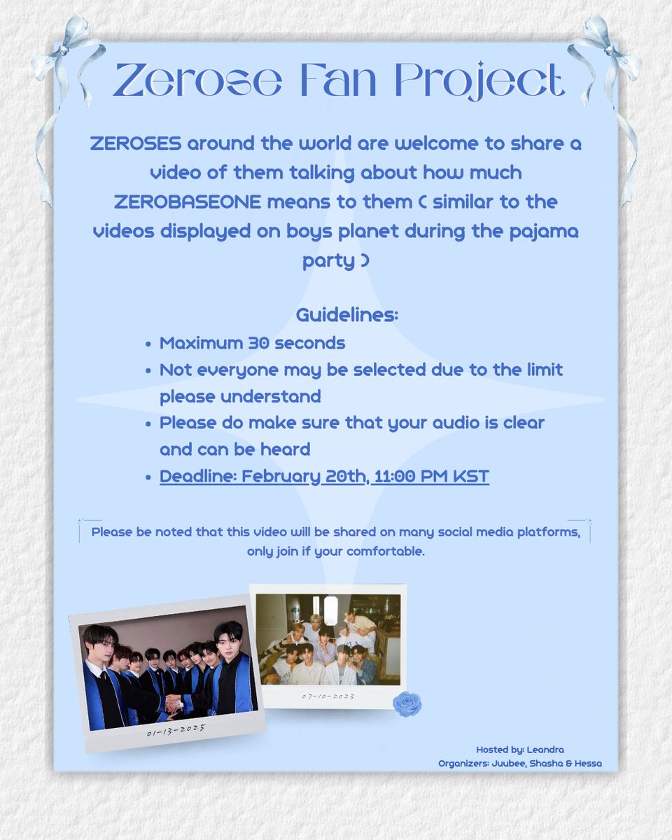 𝑺𝒐 𝒕𝒆𝒍𝒍 𝒎𝒆, 𝒊𝒔 𝒊𝒕 𝒓𝒆𝒂𝒍? ꫂ ၴႅၴ

𝒁𝑬𝑹𝑶𝑺𝑬 ! A special project has just appeared and is looking for you to be in it! Your voices shall be heard as we shall be organizing a video message event for 𝑍𝐸𝑅𝑂𝐵𝐴𝑆𝐸𝑂𝑁𝐸 🌹

If you’re wondering, who made this??