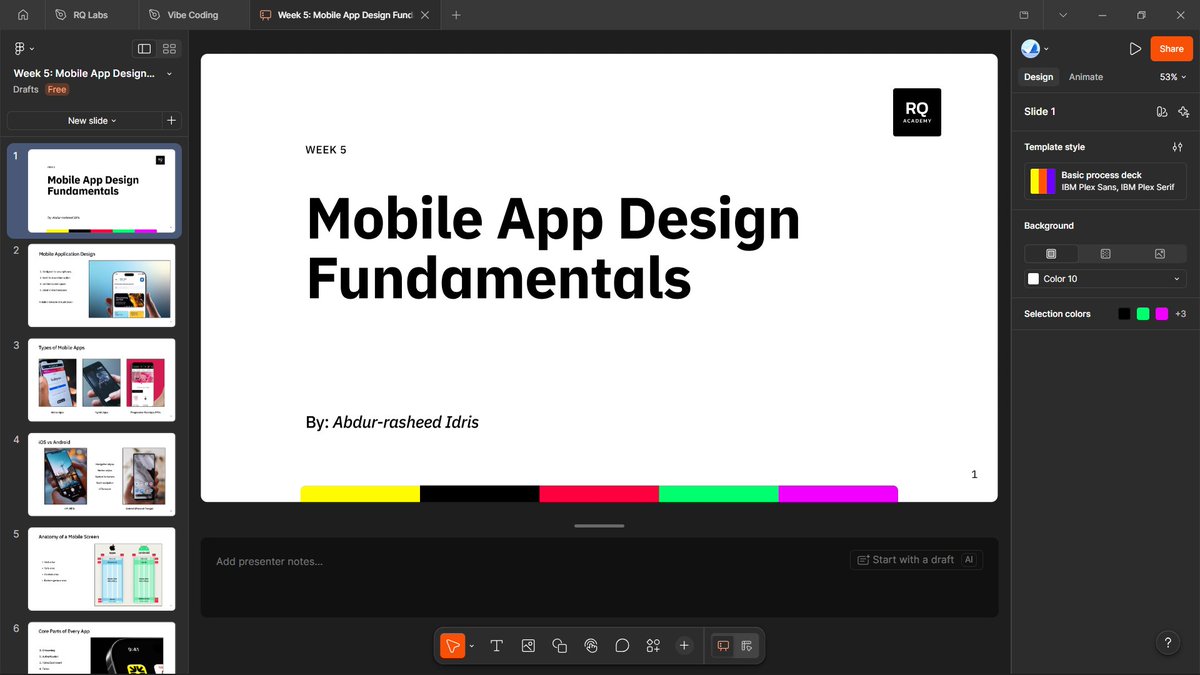 𝐌𝐨𝐛𝐢𝐥𝐞 𝐀𝐩𝐩 𝐃𝐞𝐬𝐢𝐠𝐧 𝟏𝟎𝟏: 𝐊𝐞𝐲 𝐓𝐚𝐤𝐞𝐚𝐰𝐚𝐲𝐬 𝐟𝐫𝐨𝐦 𝐓𝐨𝐝𝐚𝐲'𝐬 𝐒𝐞𝐬𝐬𝐢𝐨𝐧 📱

Just wrapped up an insightful session with RQ Design School students on the fundamentals of mobile application design. Here's what we covered:

𝐂𝐨𝐫𝐞 𝐂𝐨𝐧𝐜𝐞𝐩𝐭𝐬: