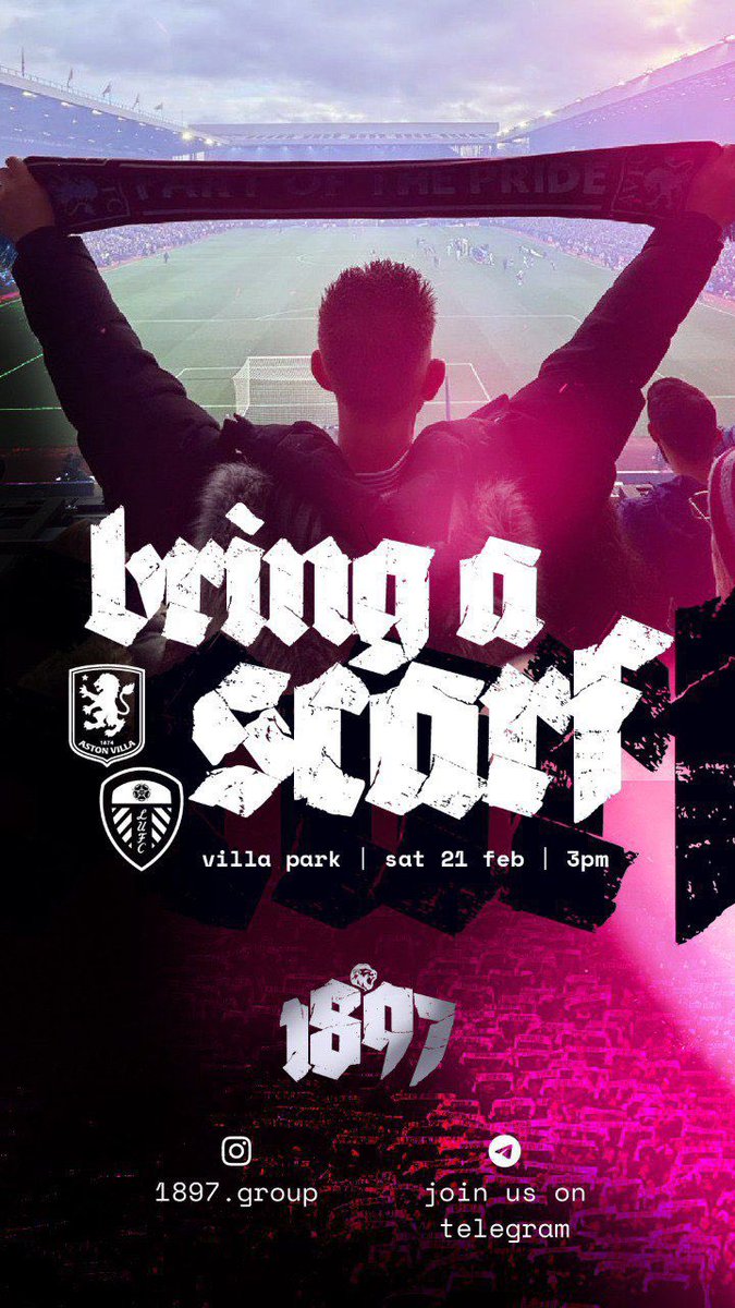 Let’s take the roof off Villa Park against Leeds.

The team need as much energy from the stands as possible. 

Bring a scarf to the game, hold it aloft when the players enter the pitch and replicate the scenes from the victory over Arsenal.

Help us spread the word.

#avfc #utv