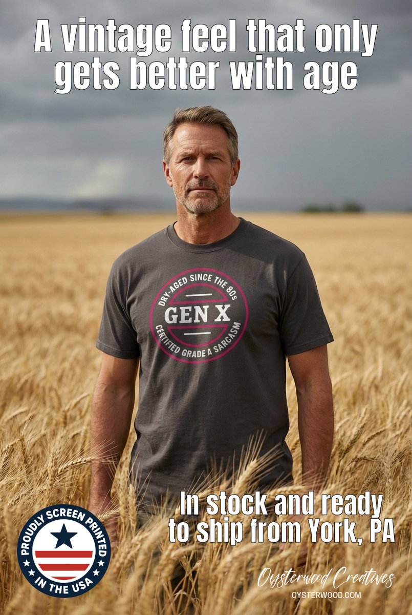 Oysterwood_'s tweet image. Storm-sky soft, field-ready bold: Gen X + Certified Grade A Sarcasm. Hand-printed water-based ink on buttery cotton. $17.95. #GenX #RetroTee #HandPrinted

Shop here:  oysterwood.com/product/retro-…