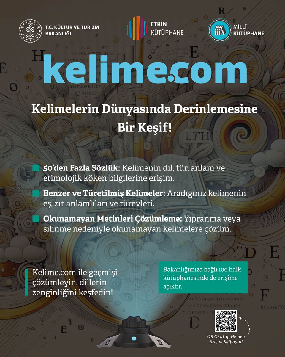 kelime.com, Millî Kütüphane Kullanıcılarının Hizmetinde!

50’den fazla sözlükle kelimenizin dil, anlam ve etimolojik köken bilgilerine ulaşın. Benzer ve türetilmiş kelimeleri keşfedin, okunamayan metinleri çözümleyin. Araştırmacılar ve dil meraklıları için özel